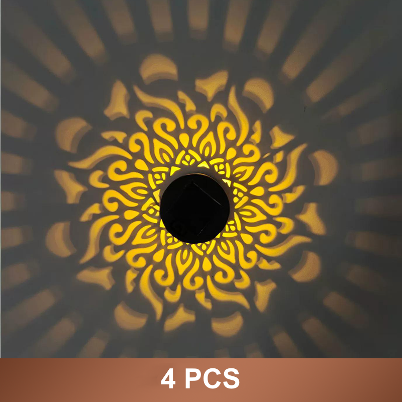 ☀️ Solcellelampe i mandala-design for hage og terrasse – 2-i-1 gulvlampe og vegglampe – Dekorativ belysning med vintage-effekt – Rustfri og holdbar
