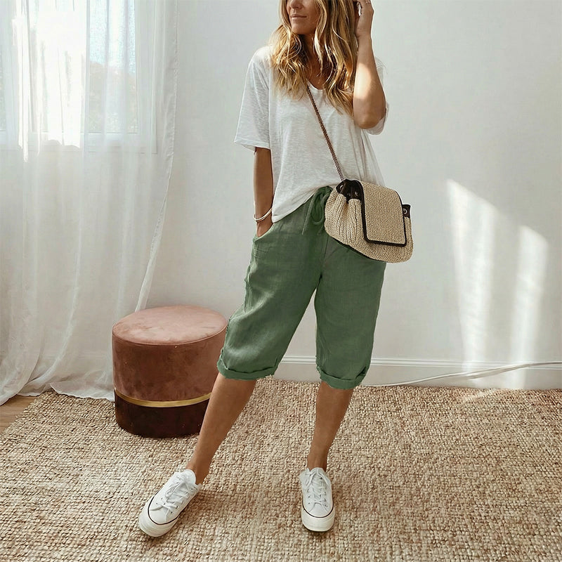 👖 50 % RABATT I BEGRENSET TID! ✨Capris i bomull og lin til dame