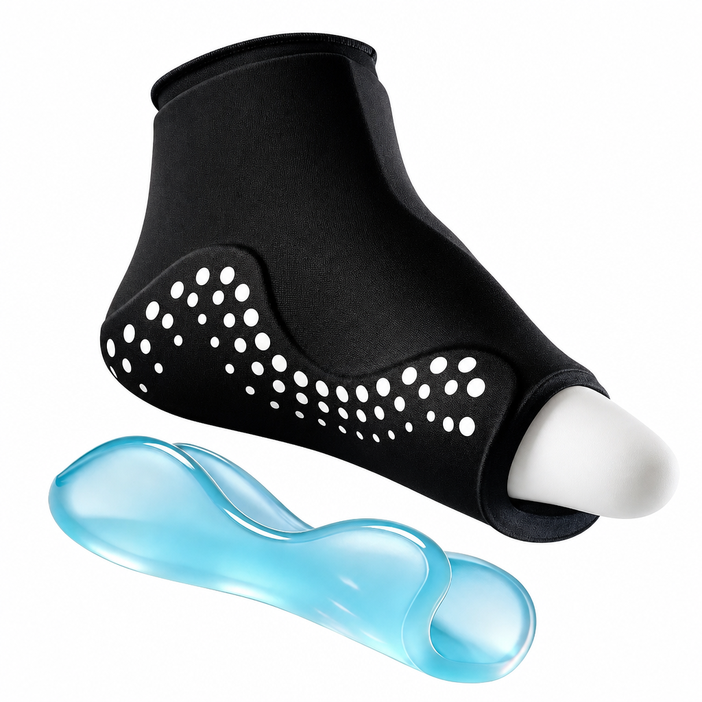 Forlenget 3D-pakning med tykkere, fast gel til ankelområdet for kuldebehandling av fot og ankel