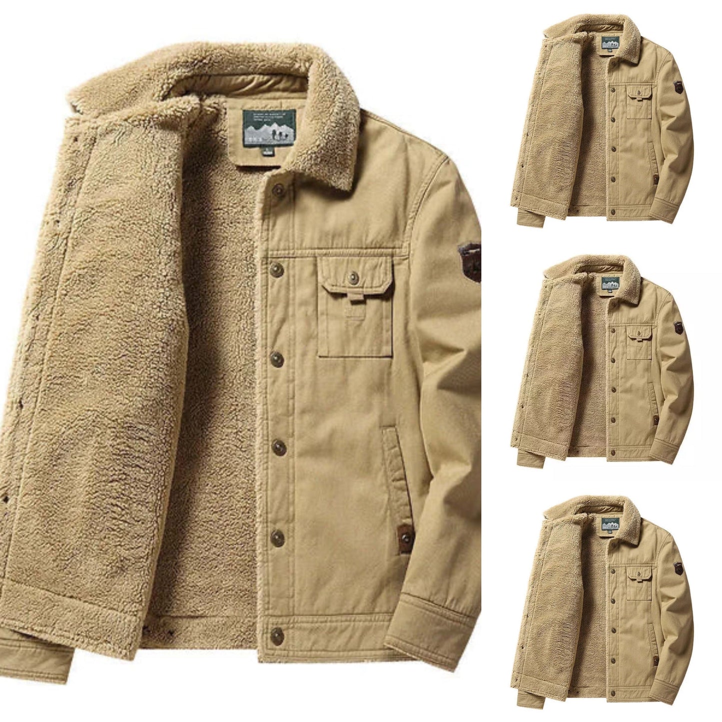 Fleece tykk, uformell termisk jakke for menn
