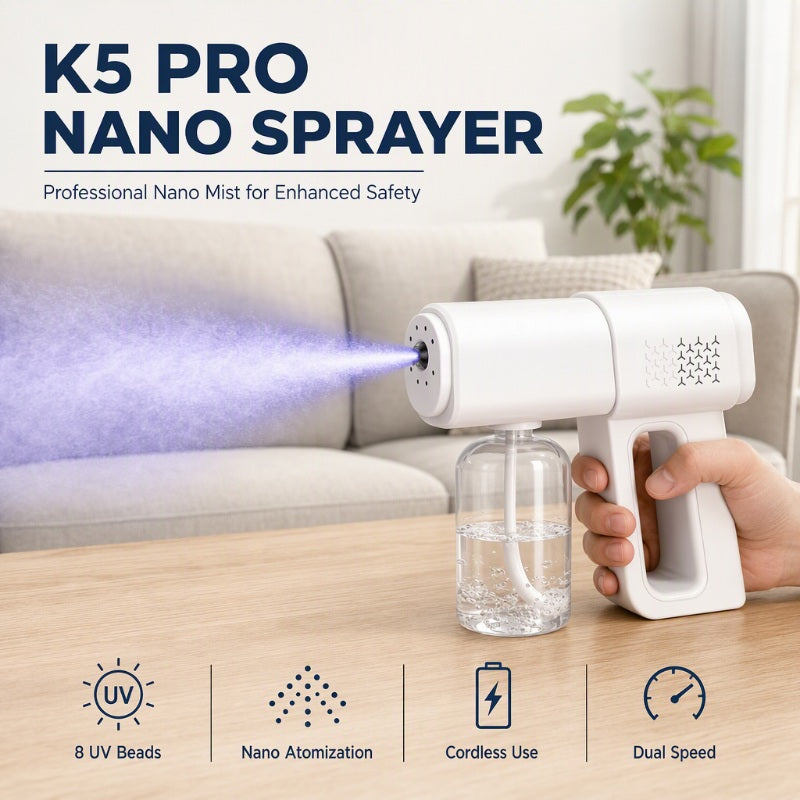 🥳2026 HETSALG🥳💞OVER 50 000 SOLGT!🚗🏠 50% RABATT! Trådløs nanospraypistol – justerbar tåke, ingen ledninger i veien. Perfekt til desinfisering og støvfjerning. En rengjøringsfavoritt! 🔫🌿