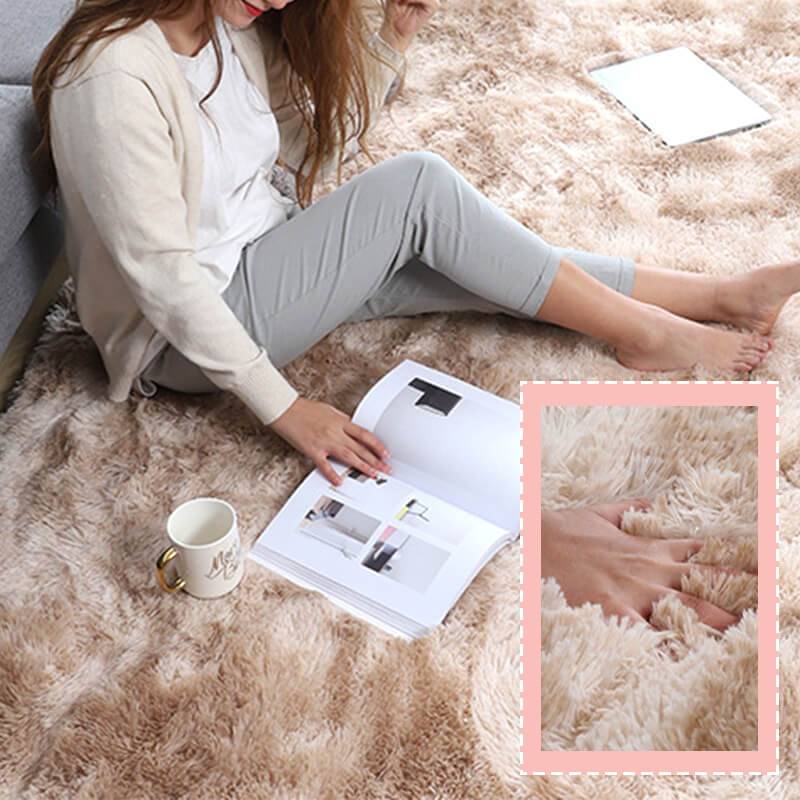 📢 50 % RABATT! 🌈 Plush-gulvmatte med fargeovergang – Ultramyk, sklisikker og vaskbar matte til hjemmet 🛋️