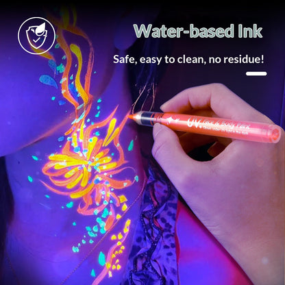 ⚡50 000+ SOLGT!🎁8 fargede kroppstusjer og ansiktsmalingspenner