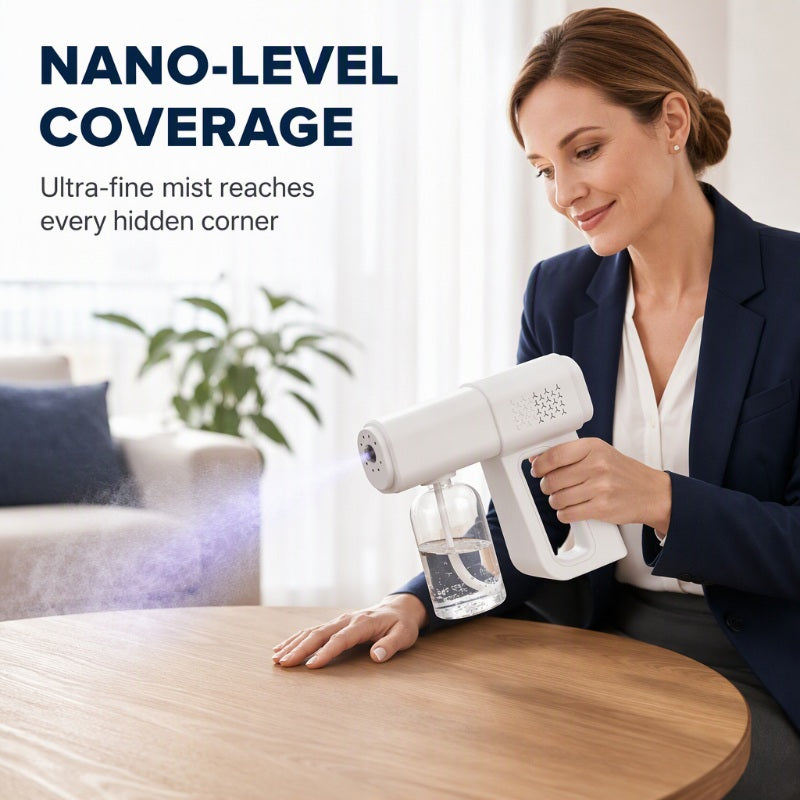 🥳2026 HETSALG🥳💞OVER 50 000 SOLGT!🚗🏠 50% RABATT! Trådløs nanospraypistol – justerbar tåke, ingen ledninger i veien. Perfekt til desinfisering og støvfjerning. En rengjøringsfavoritt! 🔫🌿