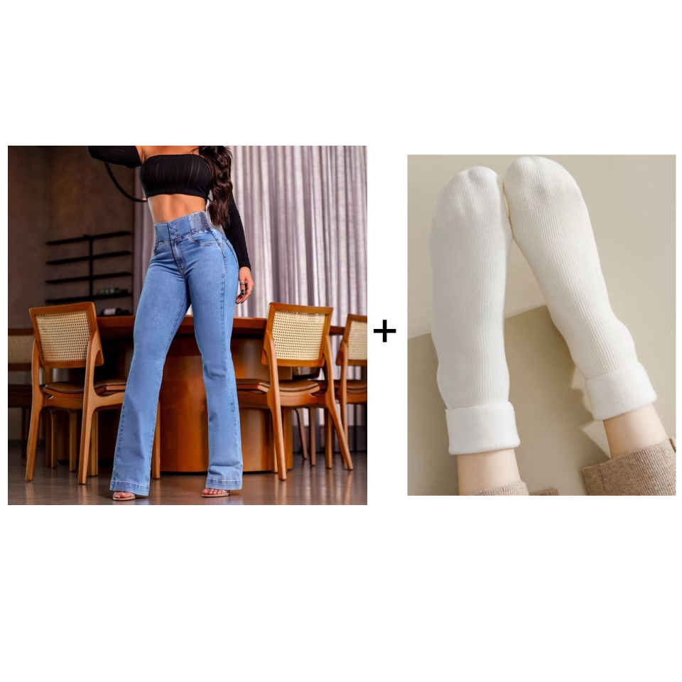 💕Vårens nyhet👖Stretch-jeans med høy midje