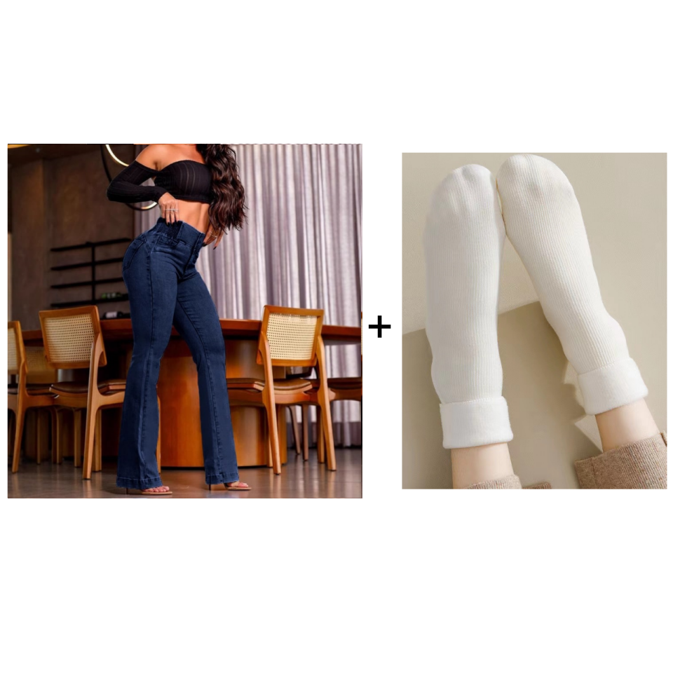 💕Vårens nyhet👖Stretch-jeans med høy midje