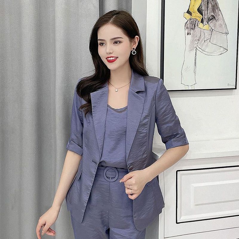 Kvinnemote Casual Business 3-delt sett (blazer+camisole+bukser)