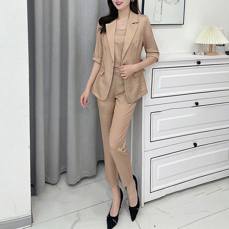 Kvinnemote Casual Business 3-delt sett (blazer+camisole+bukser)
