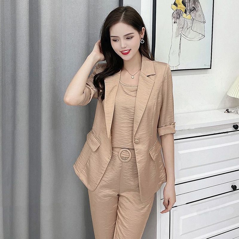 Kvinnemote Casual Business 3-delt sett (blazer+camisole+bukser)
