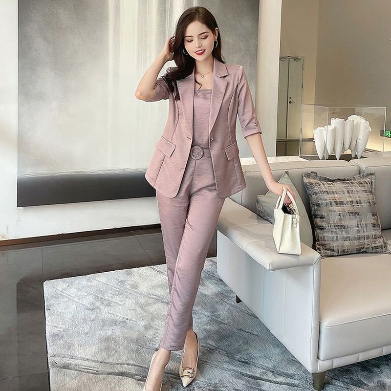 Kvinnemote Casual Business 3-delt sett (blazer+camisole+bukser)