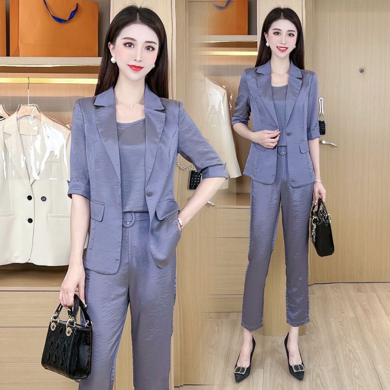 Kvinnemote Casual Business 3-delt sett (blazer+camisole+bukser)