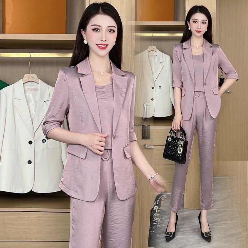 Kvinnemote Casual Business 3-delt sett (blazer+camisole+bukser)