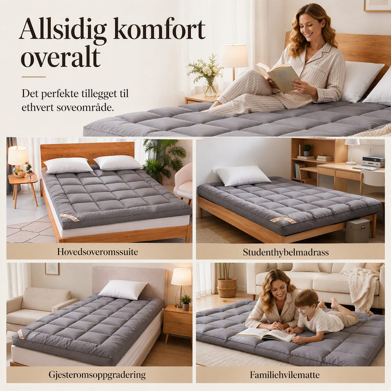 Myk, vattert overmadrass 🛏️ Et skyaktig lag med komfort – sovn inn i mykheten, våkn opp uthvilt ✨