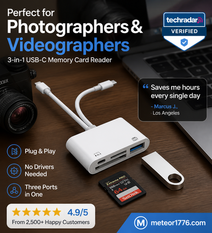 3-i-1 USB-C minnekortleser