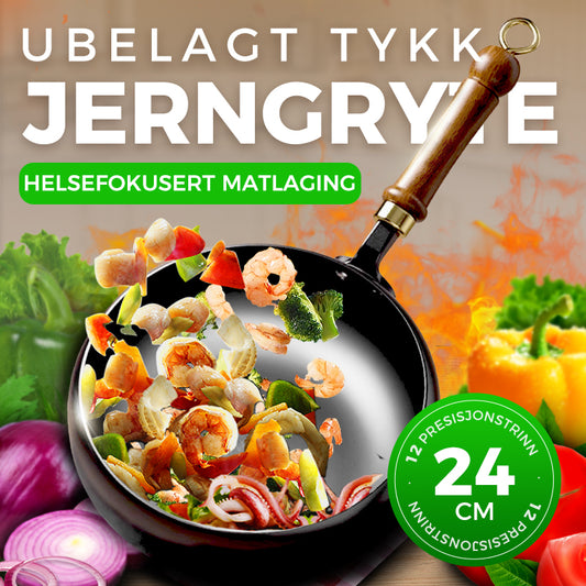 Ubelagt tykk jerngryte