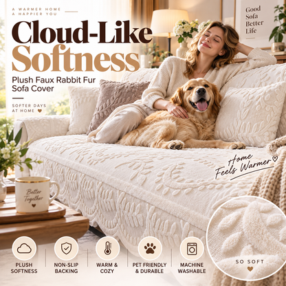 📢 50 % RABATT! Sofatrekk i imitert kaninpels med sklisikring 🛋️