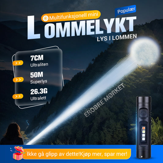 Multifunksjonell mini-lommelykt i aluminiumslegering