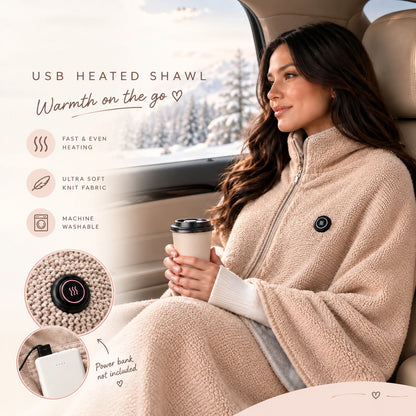 ☀️Draagbare Elektrische Verwarmde Omslagdoek☀️ – 15 Sec Snelle Warmte met 3 Temperaturen – Ideaal voor Thuis, Kantoor, Reizen & als Cadeau ⚡
