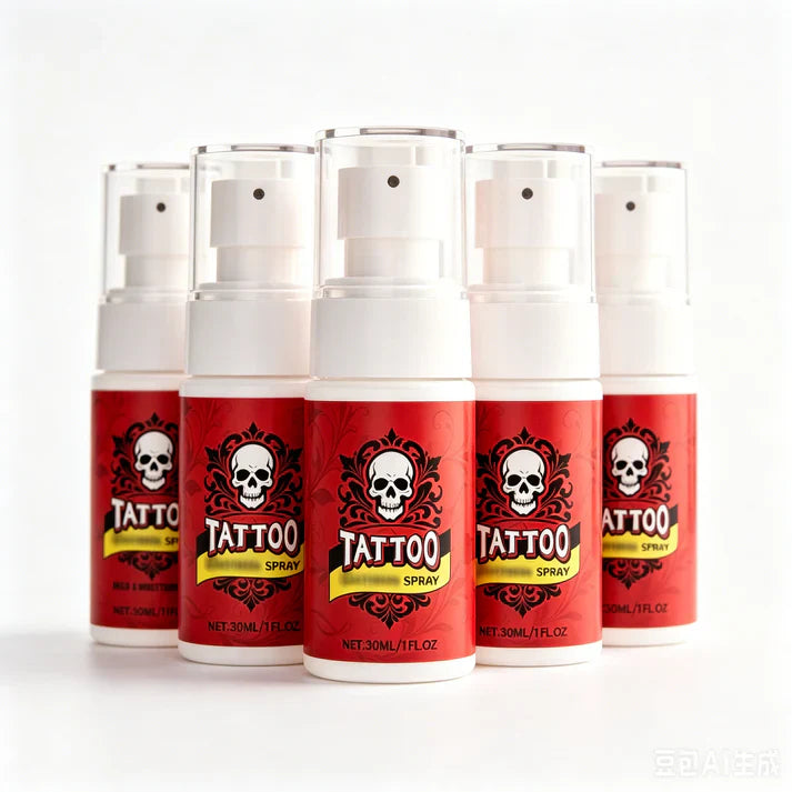 Fuktighetsgivende spray til etterbehandling av tatoveringer