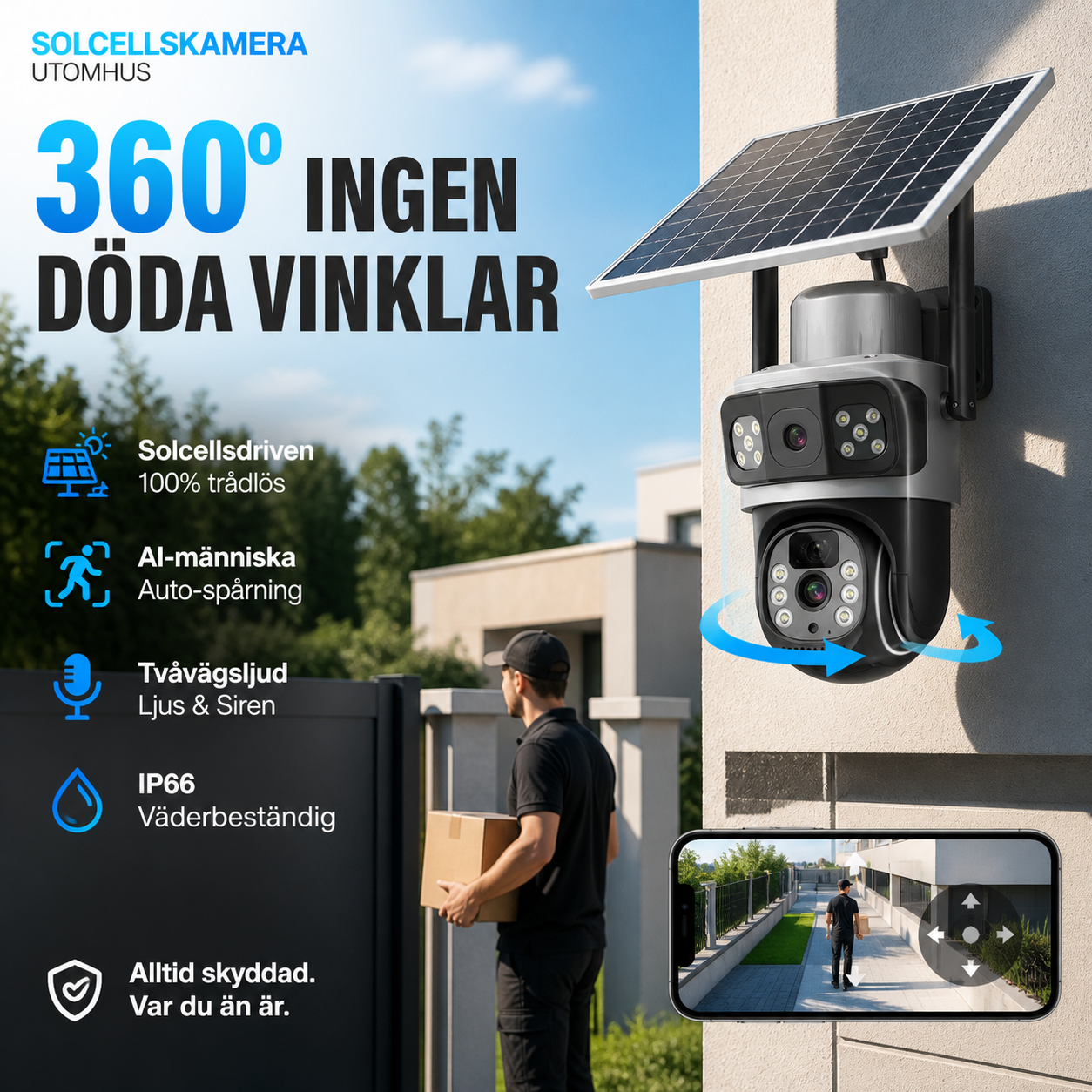 🔥2026 Ny oppgradering & hett tilbud🔥Trådløse, solcelledrevne utendørs overvåkningskameraer med to linser