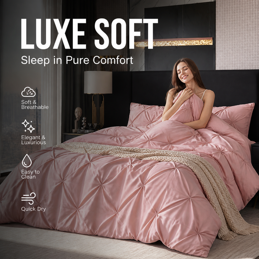 💗Siste dag på salget – 50 % rabatt⚡Bedsure Soft Pintuck-sengetøysett