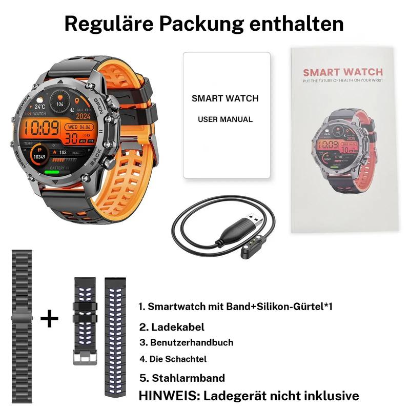 1,52" HD-smartklokke for menn – Telefonsamtaler og musikkkontroll – Flere sportsmoduser – IP68-vanntett – Lang batterilevetid – Fitnessklokke for Android og iPhone
