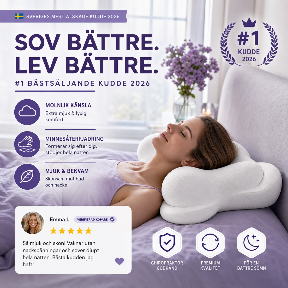 😴🌿 50 % RABATT! | Ergonomisk nakkepute av minneskum – biobasert skum og nulltrykksstøtte for dyp søvn!