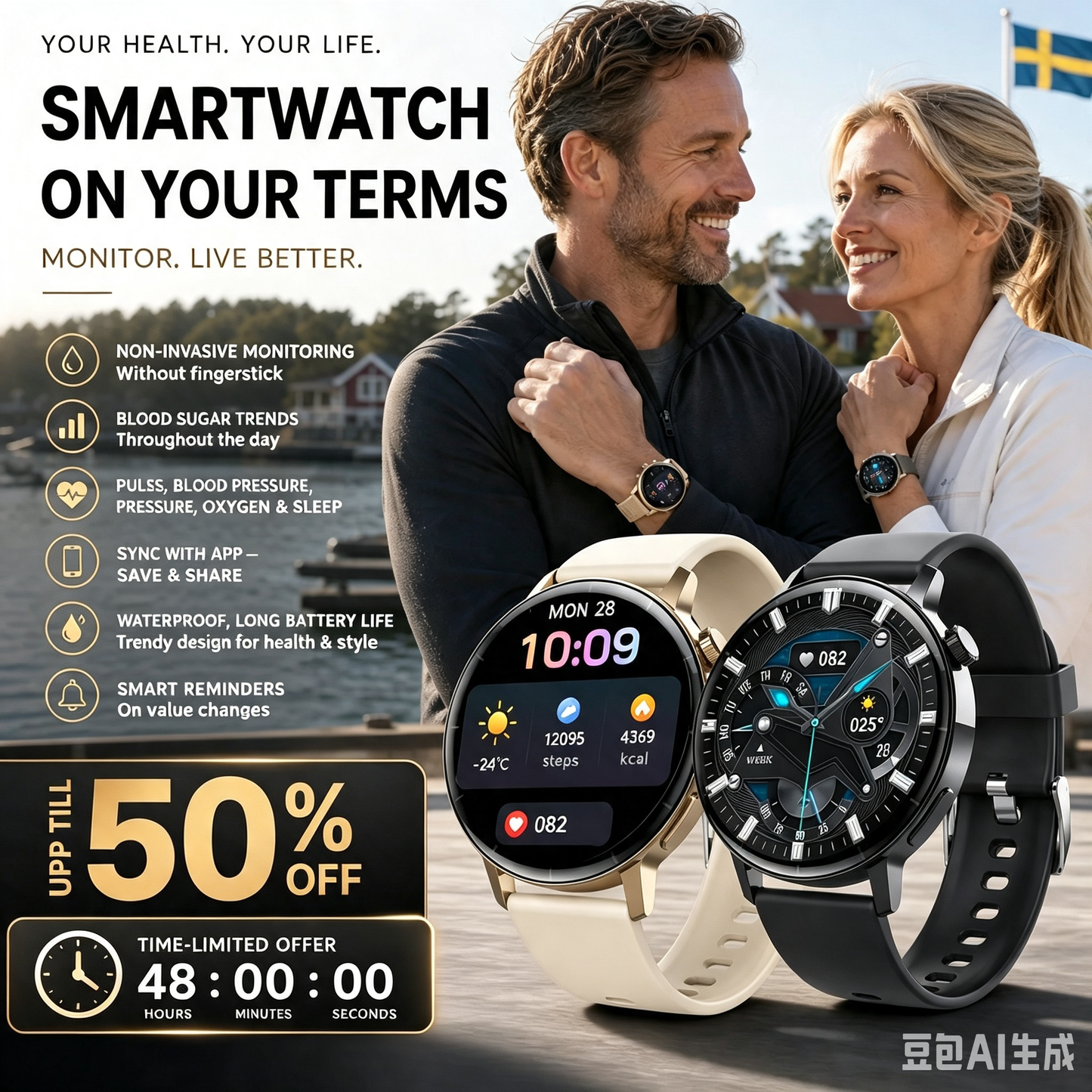 🔥50 % RABATT I BEGRENSET TID | Multifunksjonell Bluetooth-smartklokke ✅ Helhetlig helseovervåking døgnet rundt