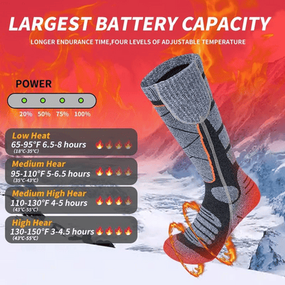 🥳2026 VARMT SALG🥳💞50 000+ SOLGT! 🔥🧦 50 % RABATT! Oppladbare varmesokker – karbonfiber med rask oppvarming, 6000 mAh batteri i opptil 9 timer. Perfekt for ski, fotturer og vintervarme! 🛡️✅