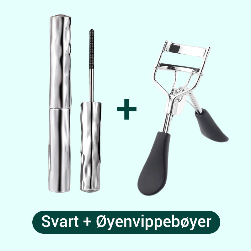 Vanntett og svettebestandig forlengende og krøllende mascara