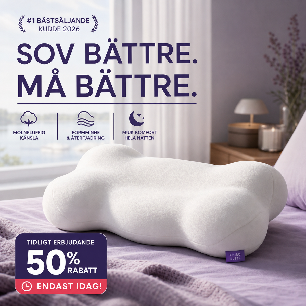 😴🌿 50 % RABATT! | Ergonomisk nakkepute av minneskum – biobasert skum og nulltrykksstøtte for dyp søvn!