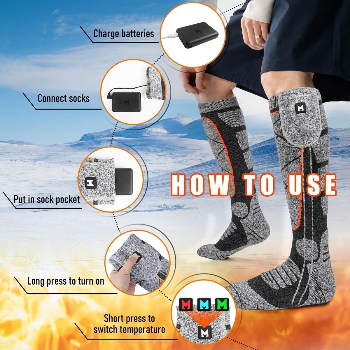 🥳2026 VARMT SALG🥳💞50 000+ SOLGT! 🔥🧦 50 % RABATT! Oppladbare varmesokker – karbonfiber med rask oppvarming, 6000 mAh batteri i opptil 9 timer. Perfekt for ski, fotturer og vintervarme! 🛡️✅