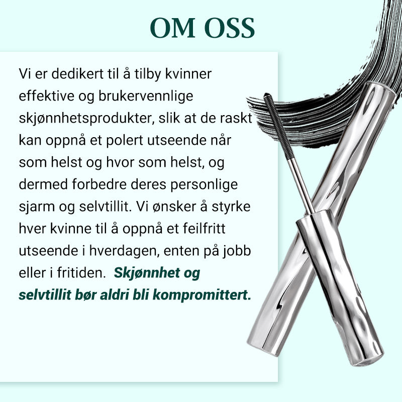 Vanntett og svettebestandig forlengende og krøllende mascara