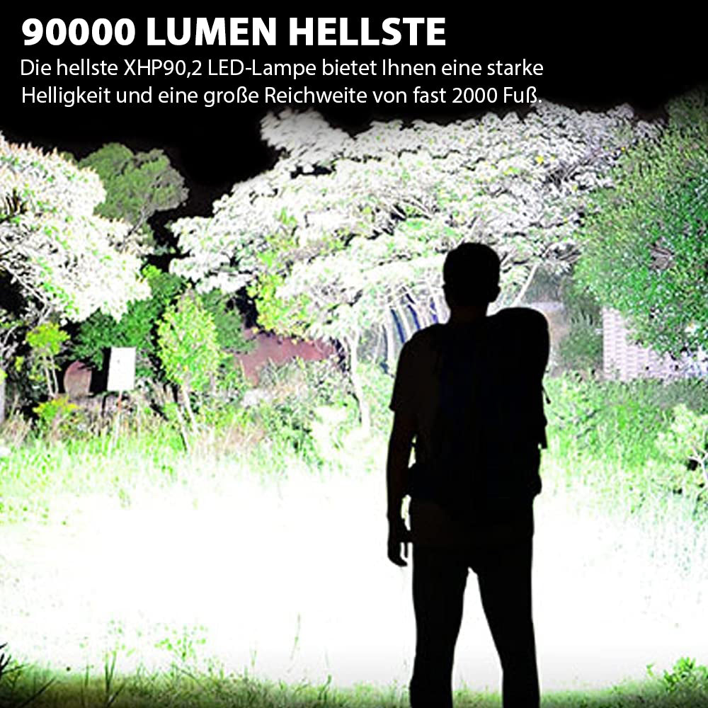 LED oppladbar taktisk laser lommelykt 90000 høy lumen