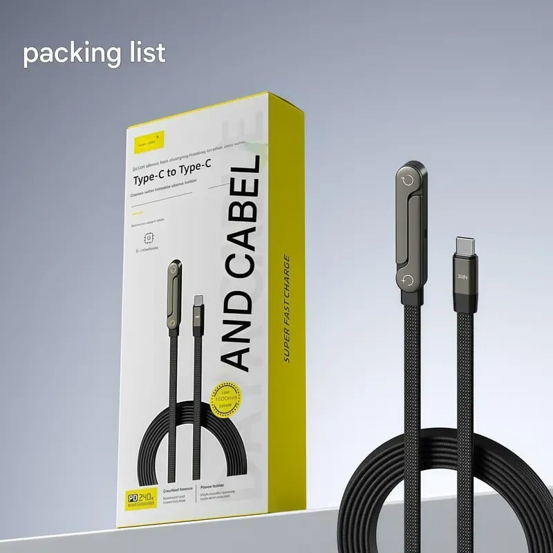⏳Begrenset tilbud: 49 % rabatt 🧶2-i-1 ⚡️240 W superrask lading📱Usynlig holderladekabel med stativ