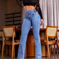💕Vårens nyhet👖Stretch-jeans med høy midje