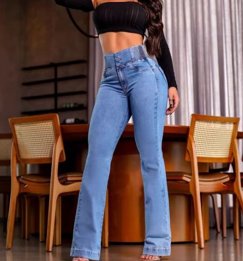 💕Vårens nyhet👖Stretch-jeans med høy midje