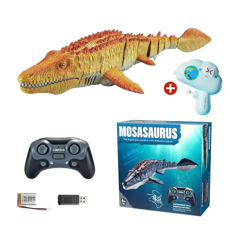 2,4 GHz radiostyrd simleksak i form av en mosasaurus med vattensprut