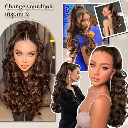 💜Tidsbegrenset kampanje 50% RABATT💜Klipsbar bølgete hestehaleforlengelse