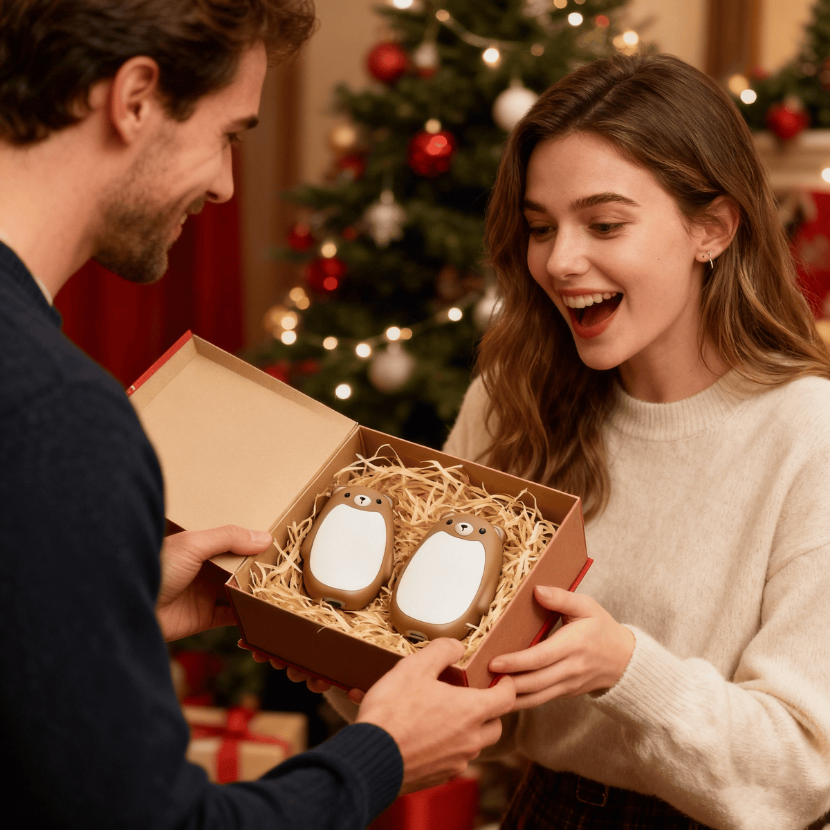 🎁Den beste gaven 🌟Oppladbare håndvarmere – søtt bjørnemotiv