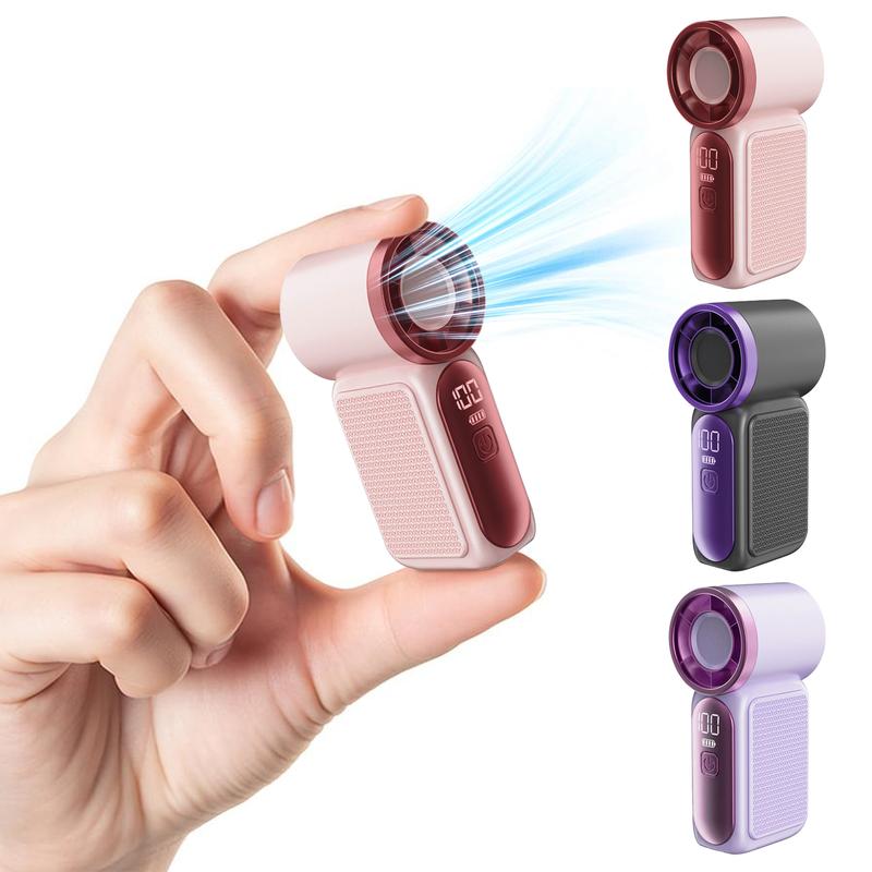 Mini håndholdt vifte med LED-skjerm – 👍5-trinns turbo-vifte i lommestørrelse.✨USB-oppladbar, høyhastighetskjøling for reiser og sminke. Perfekt gave. Bærbar kjøling