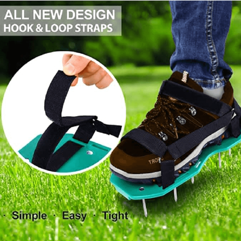 👟 50 % RABATT NÅ! 🌿 Gasskjeressko med 26 pigger – Justerbare stropper, effektiv lufting av gressjord & komfortabel passform 🏡