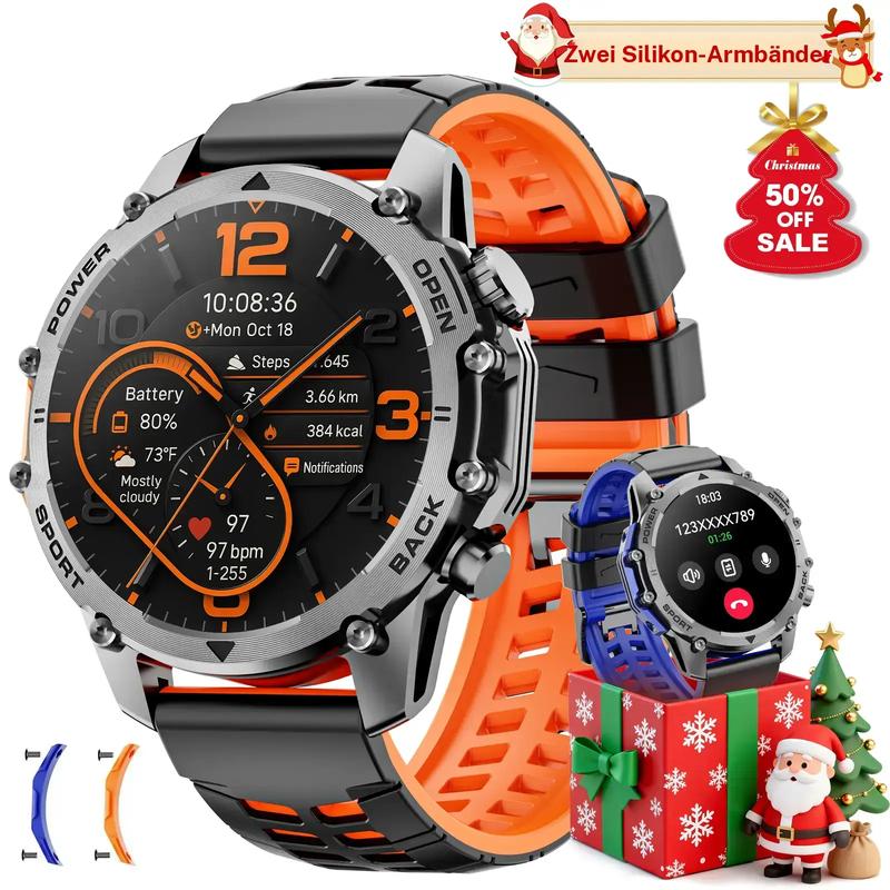 1,52" HD-smartklokke for menn – Telefonsamtaler og musikkkontroll – Flere sportsmoduser – IP68-vanntett – Lang batterilevetid – Fitnessklokke for Android og iPhone