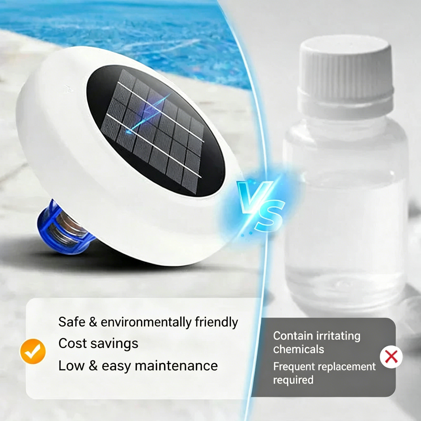 🏊‍♀️🌿💧 SLUT MER STERK KLOR! Solcelledrevet ionisator for basseng – Skånsom mot hud og øyne, naturlig rensing, holder vannet glitrende rent for familiemoro 🏖️🍃