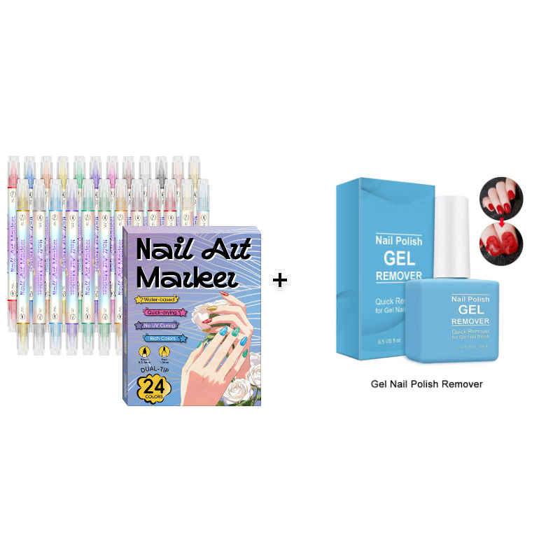 🥳2026 TOPPSALG🥳💞Over 50 000 solgt!✨🎨 50 % RABATT! Neglelakkpenner med to spisser – Tørker raskt, uten UV-lampe. Fin spiss og penselspiss. 12/24 livlige farger. Enkel DIY hjemme. Ingen flekker, bare kunst! 💅🖌️