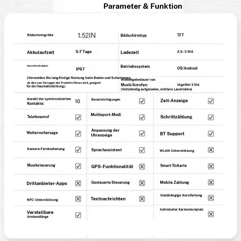 1,52" HD-smartklokke for menn – Telefonsamtaler og musikkkontroll – Flere sportsmoduser – IP68-vanntett – Lang batterilevetid – Fitnessklokke for Android og iPhone