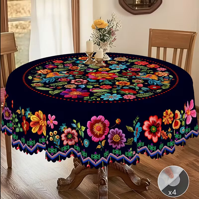 ⏳Begrenset tilbud: 50 % rabatt⏰Meksikansk blomstret duk med bølget kant🏵️
