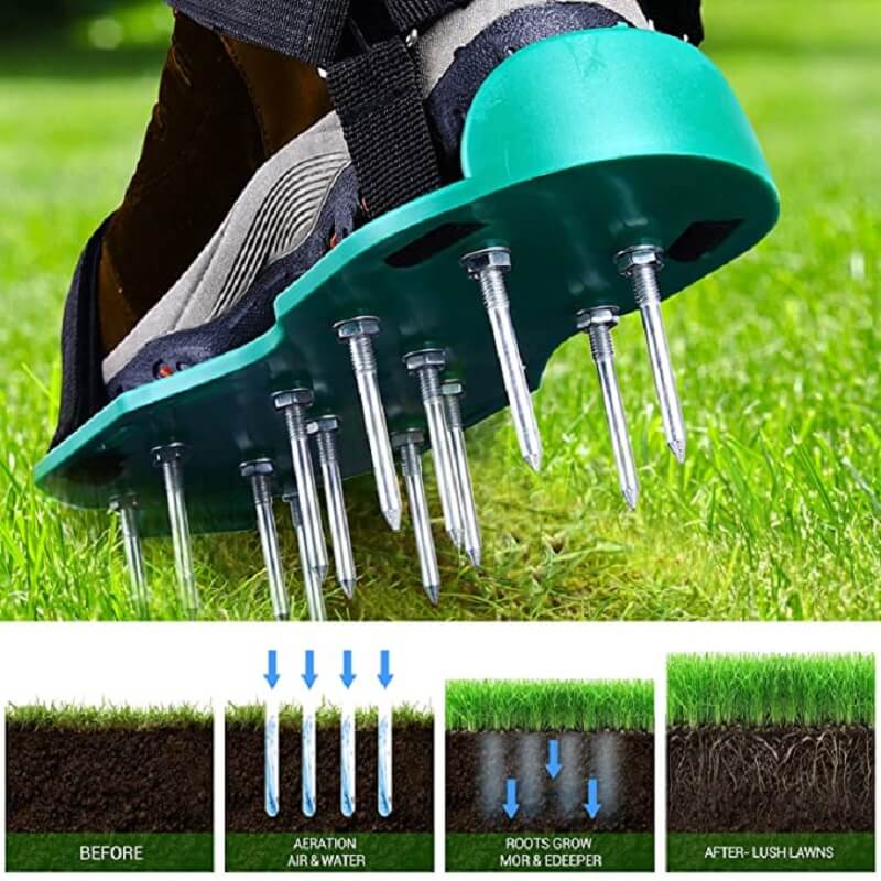 👟 50 % RABATT NÅ! 🌿 Gasskjeressko med 26 pigger – Justerbare stropper, effektiv lufting av gressjord & komfortabel passform 🏡