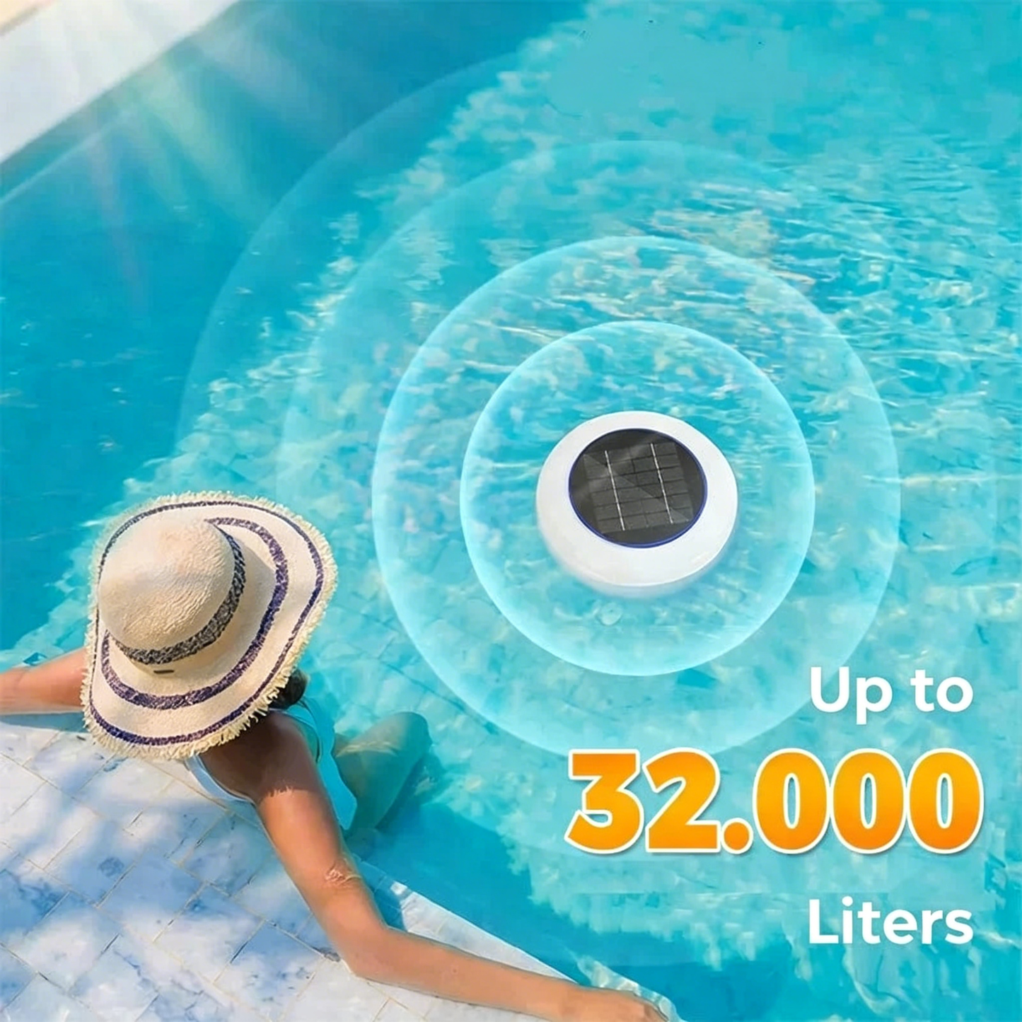 🏊‍♀️🌿💧 SLUT MER STERK KLOR! Solcelledrevet ionisator for basseng – Skånsom mot hud og øyne, naturlig rensing, holder vannet glitrende rent for familiemoro 🏖️🍃