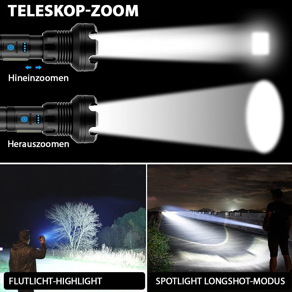 LED oppladbar taktisk laser lommelykt 90000 høy lumen